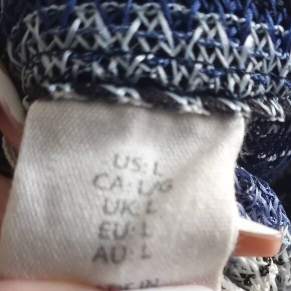 C&C CALIFORNIA BLUE & WHITE BUTTON DOWN CROCHET BLOUSE SZ.L EUC - Picture 7 of 8